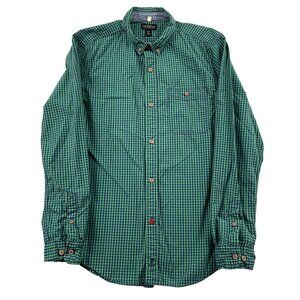 CPO Provision Button Down Shirt Mens Medium Green Blue Plaid